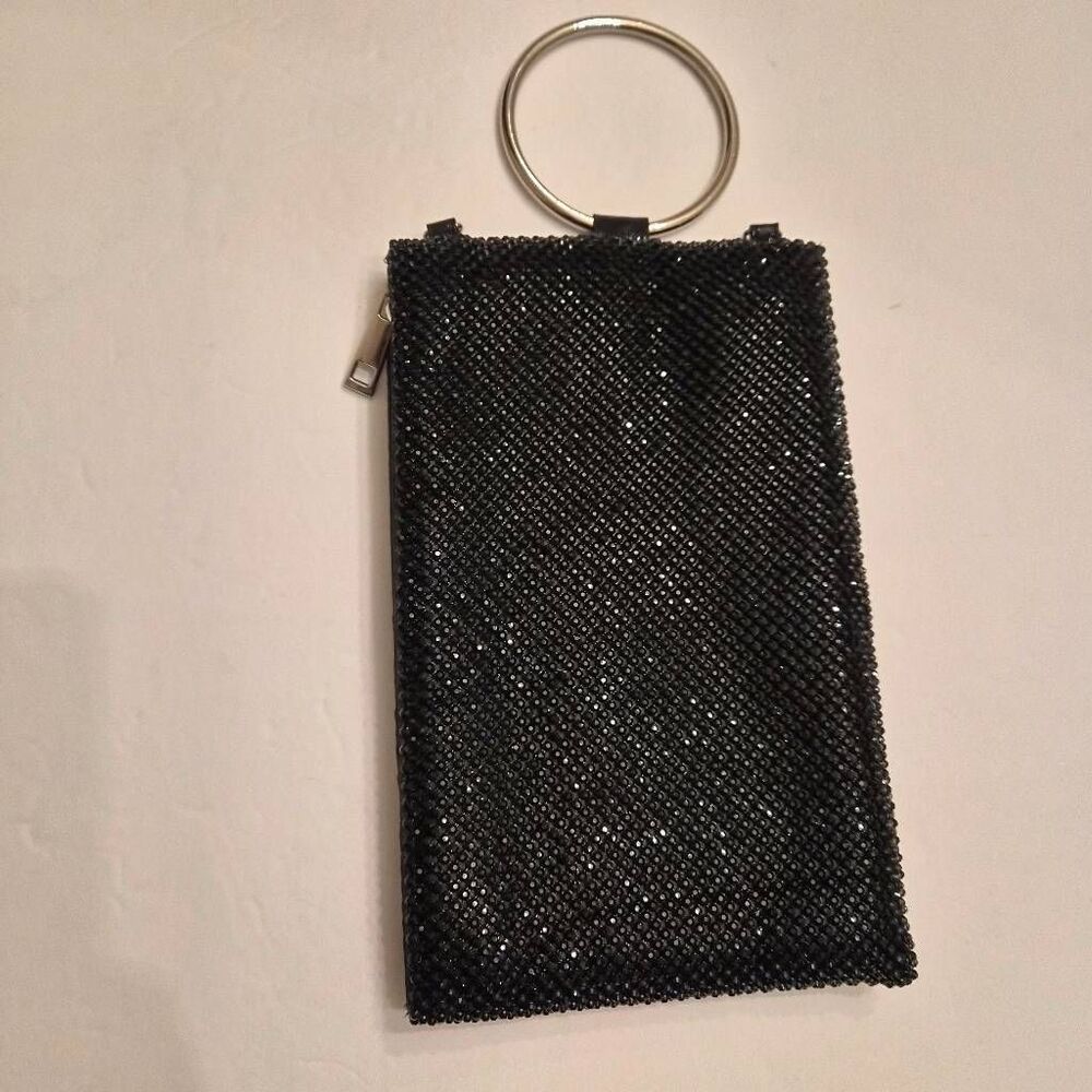 NWOT Black INC Molyy Sequin Bangle Clutch Party Pouch Bag Evening Purse Sexy - Picture 3 of 10